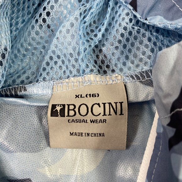 Bocini Boys Blue Black Camouflage Lightning Bolt Hooded Windbreaker Size XL - Picture 3 of 3